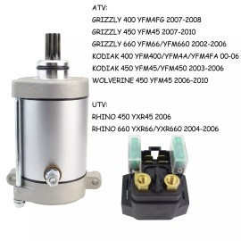 Motorsupermarkets Starter Motor for Yamaha Rhino 450 YXR45 2006 UTV with Relay