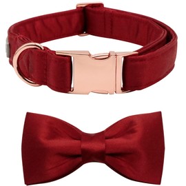 Lionet Paws Bowtie Dog Collar - Comfortable Silk Christmas Dog Collar with Detachable Bow Tie for Medium Dogs Wedding, Neck 34-55cm