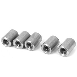 Sourcingmap M6 Threaded Insert Tube Adapter 304 Stainless Steel Round Connector Nuts 5pcs