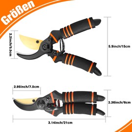 NewGF Gartenschere,Pflanzenschonende Baumschere mit Bypass-Schneide für frische Äste und Zweige,Rostfreier Stahl-Stahlklinge,integrierte Feder im Grif,max. Schneid-Durchmesser 25 mm,orange