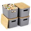 Ohmlove 4 Packs Storage Bins with Bamboo Lids - Plastic