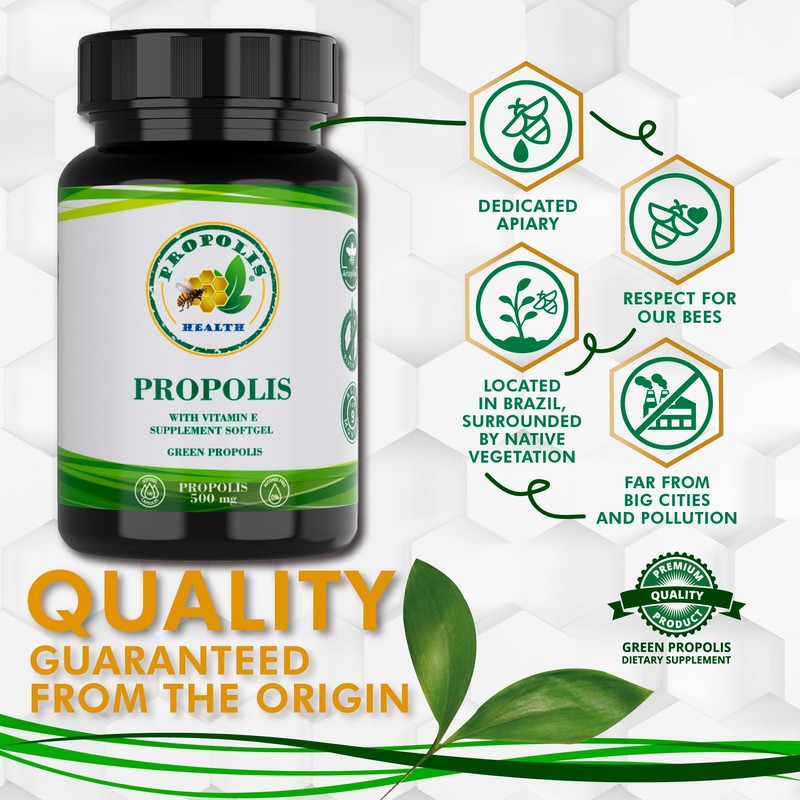Propolis Health Propolis Capsules 1000mg-Daily with Vitamin E Per dose