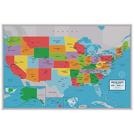Laminated United States Scholar Map Poster | Educational Elementary School Version | Easy-to-Read Large Labels | 36” x 24” | Shipped in a Tube, Not Folded | Great for The Home or Classroom