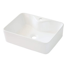 Vessel Sink Rectangular - Sarlai 19"x15" Modern Bathroom Vessel Sink Rectangle Above White Porcelain Ceramic Vessel Vanity Sink Art Basin with Faucet Hole