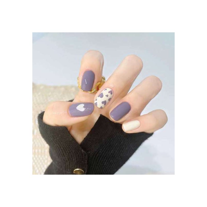 Holridge Berry Peri Cute Heart Stick-on Nail Tips [24 tips]