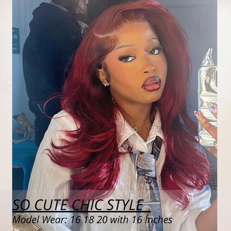 ANMETAN 10A Burgundy Red Bundles with Closure 2x6 Human Hair