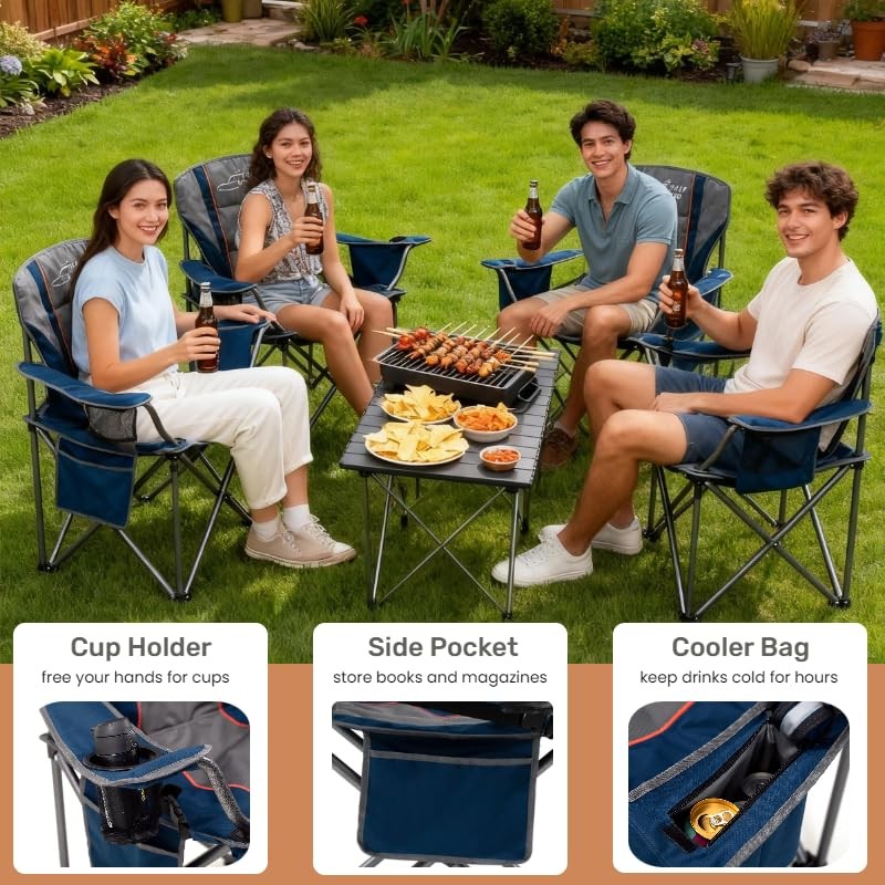 FAIR WIND Oversized Fully Padded Camping Chair for Heavy People