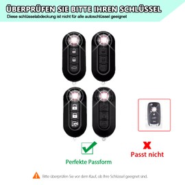FT FUNTOR Key Case for Fiat, 3 Visual Buttons, TPU for Fiat Key Casing, Suitable for Fiat 500 500L Brava Bravo Doblo Ducato Fiorino Punto Panda Qubo Scudo Stilo Lancia (B-Black)