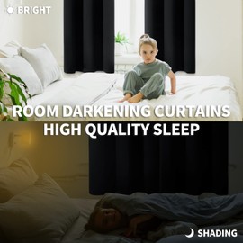 BGment Black Curtains Blackout for Short Bedroom Window 45 Inches Length - Rod Pocket Small Drapes for Kitchen Cafe Rv Camper Door Decorative Room Darkening Privacy Blinds, 2 Panels, 34 x 45 Inch