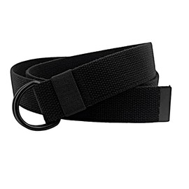 Black D-Ring Web Belt Canvas Belt for Men Women Jeans Belts 1.5'' Wide, Black, XX-Large