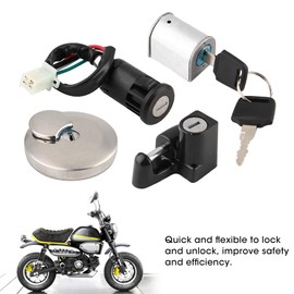 Helmet Lock, Ignition Lock, Lock + Key Set, Motorcycle Ignition Lock, ABS + Aluminum Alloy Material, Easy to Release, Increases Efficiency, Maintenance Tool for Honda Monkey Ape
