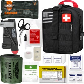 EVERLIT Emergency Trauma Kit, CAT GEN-7 Tourniquet 36" Splint, Military Combat Tactical IFAK for Critical Wounds First Aid, Gun Shots, Severe Bleeding Control (Camouflage)
