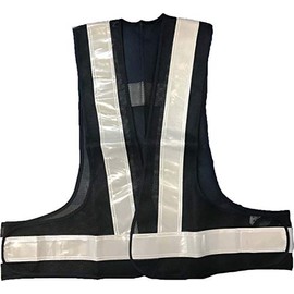 MacCho: MCAB7S-3 Safety Vest, Short Type, Length 15.7 inches (40 cm), Navy Blue/White, Reflective Tape Width 2.8 inches (7 cm)
