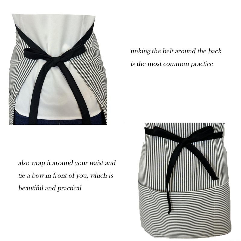 Eksict Kitchen Apron with 3 Pocket, Adjustable Server Apron, Chef