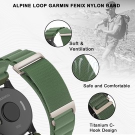 Koazon Alpine Loop Nylon 22mm Watch Bands Compatible with Garmin Vivoactive 4/Venu 2/3,Soft Breathable Adjustable with C-Hook Sports Strap for Forerunner 265/255/255 Music Men Women