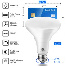 Energetic 4 Pack LED Recessed Light Bulbs BR30, 1100 Lumens, 85W Equivalent, Dimmable, Daylight 5000K, Indoor Flood Lights for Recessed Cans, UL Listed