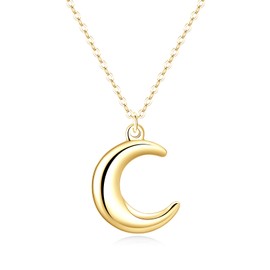 Rnivida Gold Plated Moon Necklaces for Women Stainless Steel Crescent Moon Pendant Necklace Dainty Charm Jewelry with Adjustable Chain 18''