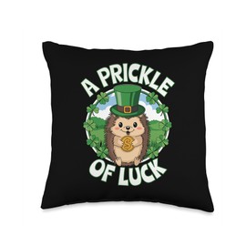 Cute Irish Hedgehog, Fun Shamrock St Paddy's Day Party Throw Pillow