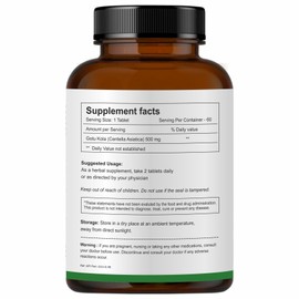 Herb Essential 100% Organic Gotu Kola Tablets 500mg, 60 Count,Vegan & Gluten-Free Herbal Supplement, No Added Colors, Flavors, & Preservatives, 60 Tablets