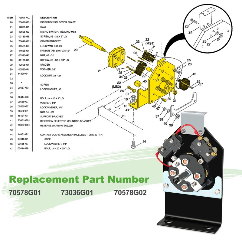 10L0L Golf Cart Forward Reverse Switch Assembly for Electric EZGO