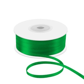 Quhora 1/8" x 100 Yards Double Faced Satin Ribbon - Thin Silk Green Ribbon with Spool - Ideal for Gift Wrapping, Floral Bouquets, Crafts, Wedding Party Decorations, Christmas and Sewing Projects