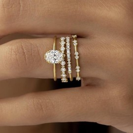 Gold Stackable Rings for Women Trendy Dainty Finger Rings Non Tarnish Cubic Zirconia Thumb Ring Set Gold Rings Set Promise Engagement Rings Christmas Gifts