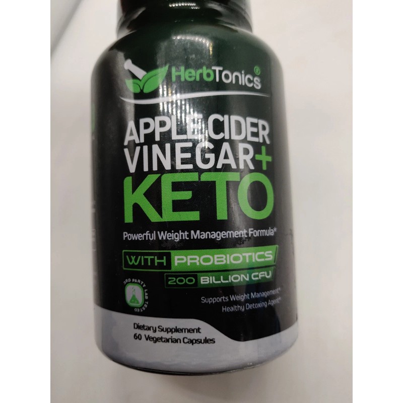 HerbTonics Apple Cider Vinegar + Keto With Probiotics, 60 Capsules,