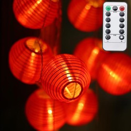 Amants01 Red Lantern String Lights 19.6ft 40 LEDs Battery Operated with Remote Control Hanging Lanterns String Lights for Chinese New Year,Spring Festival,Wedding,Party Decoration,Christmas
