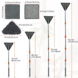 Loebelle Wall Cleaner Mop with Long Handle 76 Inch, Baseboard Cleaner Tool Duster with Extension Pole, 360° Rotatable Wall Mop Ceiling Cleaning Tool with 8 Replacement Pads for Painted Walls, Floor