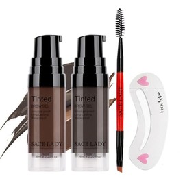 SACE LADY Juego de Gel de Cejas de Larga Duración de 2 Colores Con Cepillos de Cejas para Maquillaje de Cejas Impermeable, Kit Corrector de Tinte de  