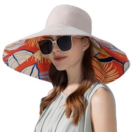 FEOYA Women Summer Sun Hat Wide Brim Beach Bucket Hats Foldable uv Protection Travel Beige