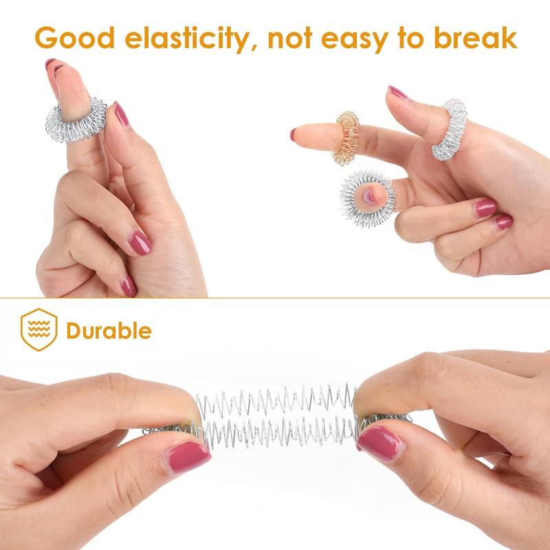 Pack of 10 Acupressure Ring Set, Finger and Wrist Massage