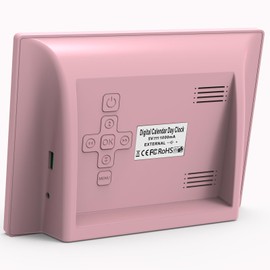 SINOIDEAS 3.0 Upgrade 7 Inch Digital Calendar, Senior Clock, Dementia Watch, Clock with Date and Weekday, Dementia Aid, Calendar for Dementia Patients (Pink with Remote Control)