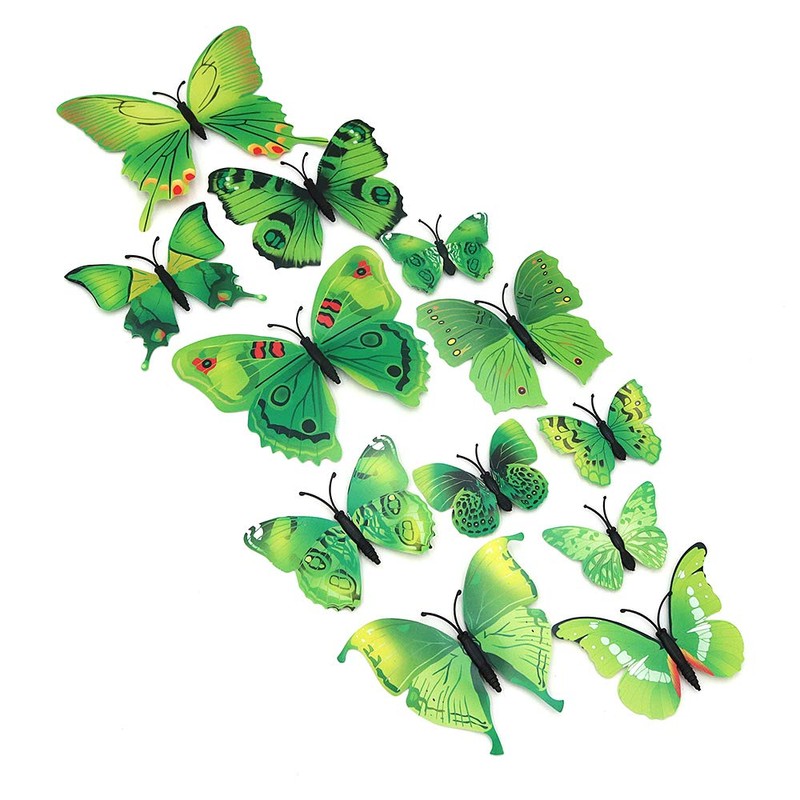Shiwaki 24pcs 3D Simulation 3D Butterfly Magnetic Wall Sticker Decoration