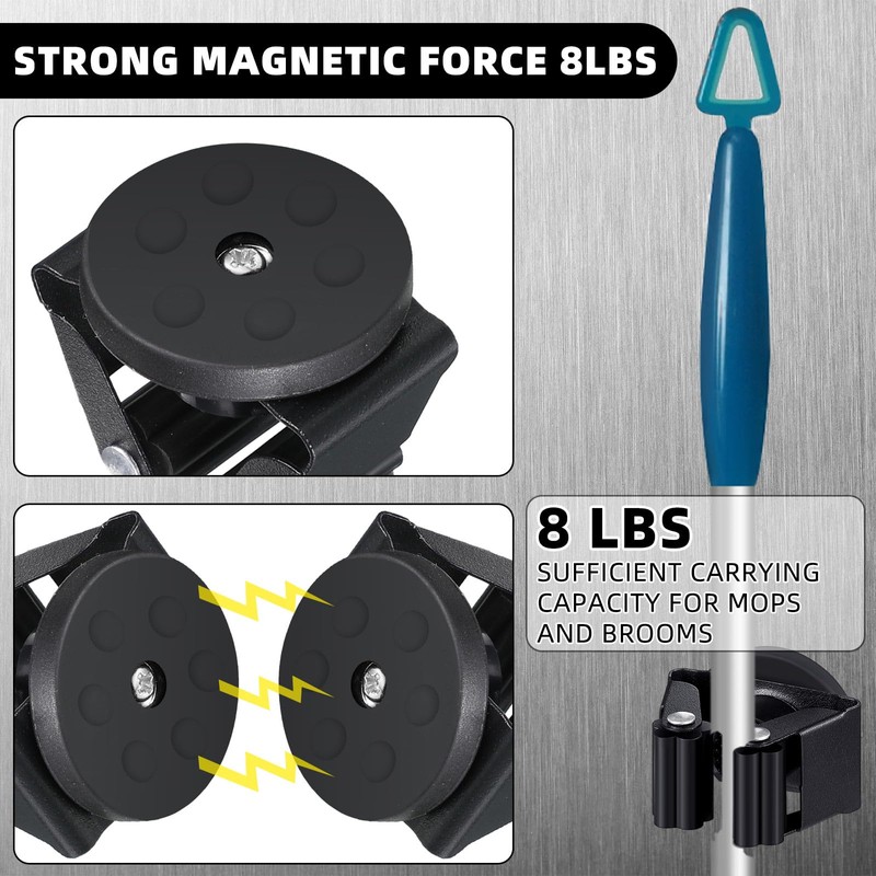 Vercraft 30 Pcs Magnetic Mop Broom Holder Movable Magnetic Broom