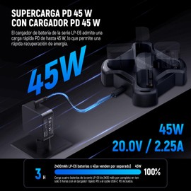 NEEWER 4 Channel USB Camera Battery Charger for LP-E6/LP-E6N/LP-E6NH/LP-E6P Compatible with Canon EOS R5 Mark II 6D Mark II 5D Mark III 5D Mark IV, PD 45W Fast Charging with PD 45W Charger, NW-P4