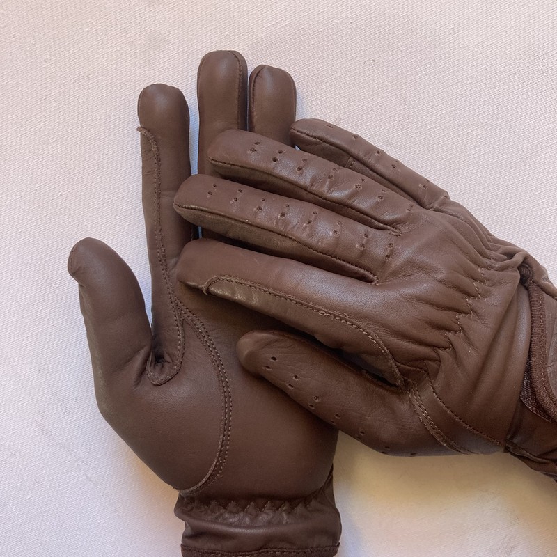 Guantes de equitación para mujer, 100% piel auténtica, color marrón,