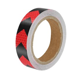 ACROPIX Universal 2.5cmx9m Red and Black Arrow Car Reflective Sticker Reflective Tape Safety Warning Reflective Protector - 1 Pack