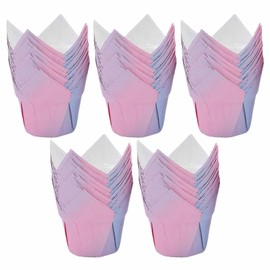 YankMooM 100 Pcs Tulip Cupcake Cases,Paper Tulip Muffin Liners Baking Paper Cups Tulip Muffin Wrappers Cupcake Liners for Weddings Birthday Party Supplies