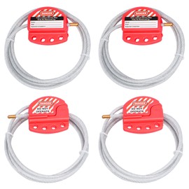 RealPlus Lockout Tagout Cable Lock, 1/4" x 6ft Adjustable Cable Lockout Vinyl Coated, Pack of 4