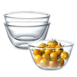NUTRIUPS 3 Pack Glass Bowls Set 24oz Glass Cereal Bowls Glass Salad Bowls Small Glass Bowls for Kitchen (5.4 inch)