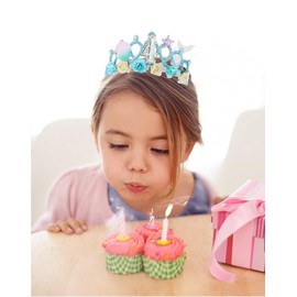 4th Birthday Crown for Girls, 4th Birthday Headband for Girls, 4th Birthday Tiara for Girls 4th Birthday Decoration for Girls 4th Birthday Crown with Mermaid Starfish for Girls 4 Year Old Disposable
