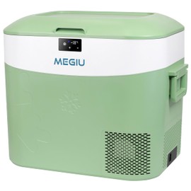 Megiu Car Fridge Portable 12 Volt Refrigerator 23 Quart (22 Liter) Freezer Compressor Cooler 12V/24V DC 110～240 V AC for Outdoor, Camping, Travel, Home Use -18℃~+15℃ (Green)
