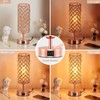 Hong-in Crystal Table Lamp, Rose Gold Lamp with USB C+A