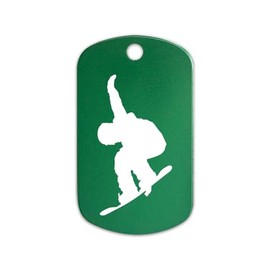 RDW Snowboarding Aluminum Keychain GI Dog Tag snowboarder snowboard melon grab freestyle - Green