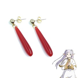 Freezing Cosplay Props Earrings Red Resin Earrings Anime Sousou No Freezing Figure Fan Fiction Accessories Earring, Metal
