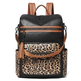 Shrrie 15.6 inch Laptop Backpack for Women,Large Leather Purse,Travel Backpacks Carry on,Water Resistant Casual Laptop Backpacks,College Backpack,Work Backpack for Women,Two-toned Deep Gray