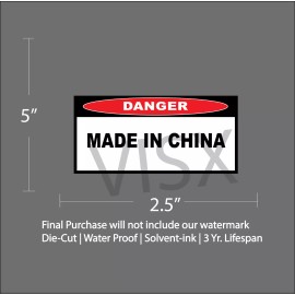 VISX Warning Made In China Funny Sticker Decal Bumper Danger Prank JDM Slammed