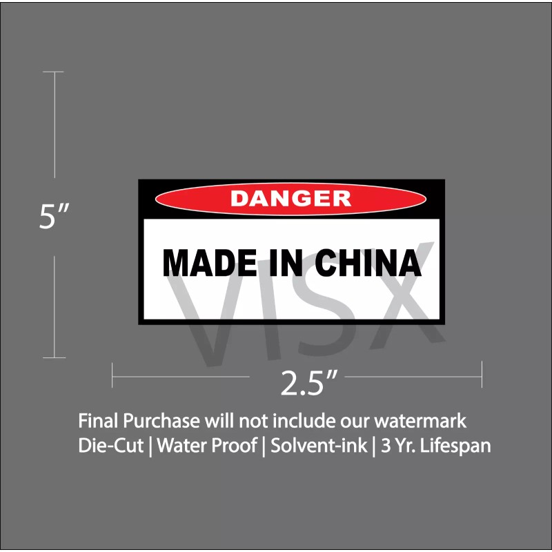VISX Warning Made In China Funny Sticker Decal Bumper Danger