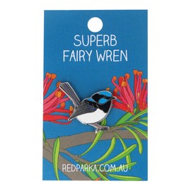 Red Parka Enamel Pin - Superb Fairy Wren